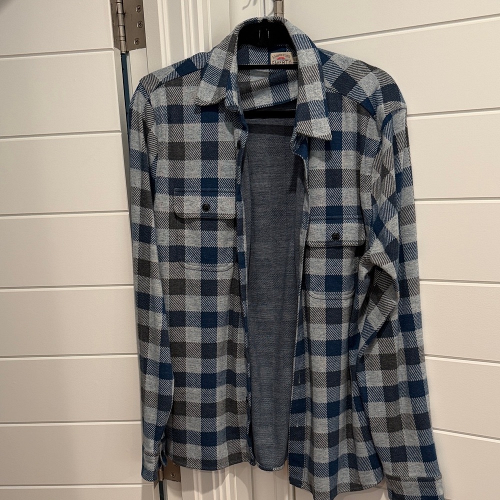 Faherty Blue and Gray Plaid Legend Sweater Shirt